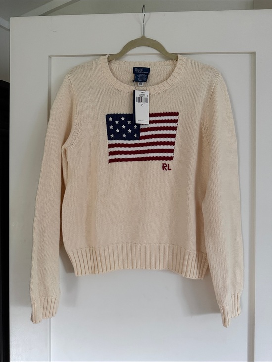 Ralph Lauren Sweaters - Ralph Lauren Cream Crewneck Sweater with Flag Motif